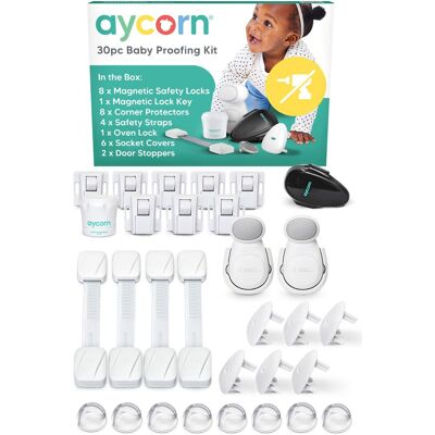 Aycorn Baby Proofing Kit (30 Pack) in White White Aycorn Baby Proofing Kit (30 Pack) in White White