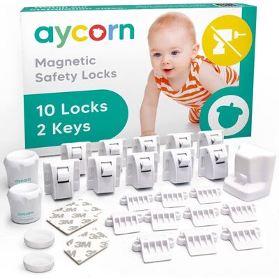 Aycorn Baby Safety Proof Magnetic Cupboard Locks - 10 pack Multicolor Aycorn Baby Safety Proof Magnetic Cupboard Locks - 10 pack Multicolor