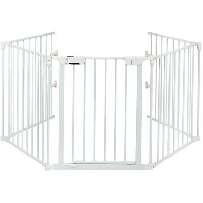 Costway 5 Panel Fireplace Fence Baby Pet Safety Gate Playpen Adjustable Room Divider in White White Costway 5 Panel Fireplace Fence Baby Pet Safety Gate Playpen Adjustable Room Divider in White White