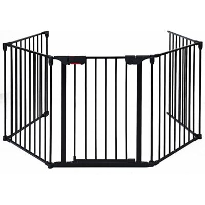 Costway 5-panel Metal Baby Pet Playpen Fireplace Fence Indoor Outdoor for Baby Pet in Black Black Costway 5-panel Metal Baby Pet Playpen Fireplace Fence Indoor Outdoor for Baby Pet in Black Black