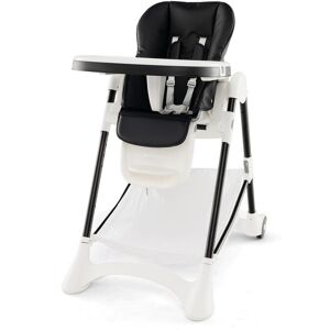 Costway Folding Baby High Chair Adjustable Convertible High Chair W/ Detachable Cushion in Black Black Costway Folding Baby High Chair Adjustable Convertible High Chair W/ Detachable Cushion in Black Black