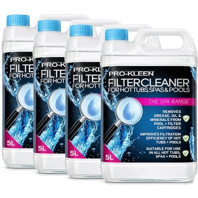 ProKleen Hot Tub, Swimming Pool & Spa Filter Cartridge Cleaner 4 x 5L in Clear Clear ProKleen Hot Tub, Swimming Pool & Spa Filter Cartridge Cleaner 4 x 5L in Clear Clear