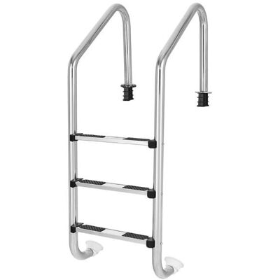 Costway 3-Step Swimming Pool Ladder 304 Stainless Steel In-Ground Pool Ladder in Silver Silver Costway 3-Step Swimming Pool Ladder 304 Stainless Steel In-Ground Pool Ladder in Silver Silver