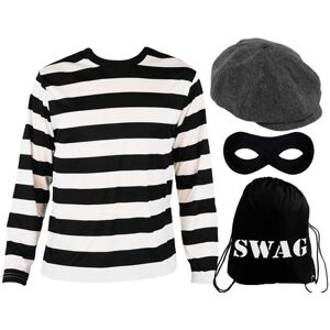 I Love Fancy Dress Men's Storybook Burglar Costume - Long Sleeve Top, Grey Hat, Mask & Swag Bag in Black Size: Large Black Large I Love Fancy Dress Men's Storybook Burglar Costume - Long Sleeve Top, Grey Hat, Mask & Swag Bag in Black Size: Large Black Large
