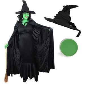 I Love Fancy Dress Women's Wicked Witch Halloween Costume - Cape, Dress, Hat & Face Paint in Black Size: XL Black XL I Love Fancy Dress Women's Wicked Witch Halloween Costume - Cape, Dress, Hat & Face Paint in Black Size: XL Black XL