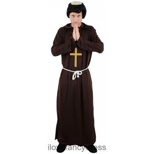 I Love Fancy Dress Men's Medieval Monk Costume With Wig in Brown Size: 3XL Brown 3XL I Love Fancy Dress Men's Medieval Monk Costume With Wig in Brown Size: 3XL Brown 3XL
