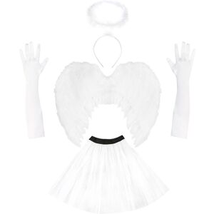 I Love Fancy Dress Women's 4pc White Angel Set - Halo, Tutu, Wings & Gloves White I Love Fancy Dress Women's 4pc White Angel Set - Halo, Tutu, Wings & Gloves White