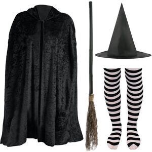 I Love Fancy Dress Women's Witch Costume Set - Hat, Cape, Broom & Tights in Black Size: Medium Black Medium I Love Fancy Dress Women's Witch Costume Set - Hat, Cape, Broom & Tights in Black Size: Medium Black Medium