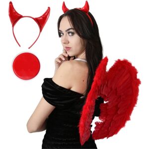 I Love Fancy Dress Devil Costume Set 3 Pcs Red Horns, Wings & Face Paint Red I Love Fancy Dress Devil Costume Set 3 Pcs Red Horns, Wings & Face Paint Red