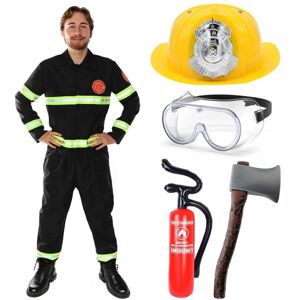 I Love Fancy Dress Men's Fireman Costume - Top, Trousers, Hat, Axe, Goggles & Inf Extinguisher Size: 2XL Multicolor 2XL I Love Fancy Dress Men's Fireman Costume - Top, Trousers, Hat, Axe, Goggles & Inf Extinguisher Size: 2XL Multicolor 2XL