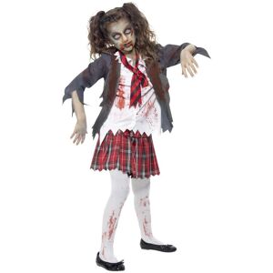 Smiffys Girl's Zombie School Girl Costume Set in Light Grey Size: 7-9 Years Light Grey 7-9 Years Smiffys Girl's Zombie School Girl Costume Set in Light Grey Size: 7-9 Years Light Grey 7-9 Years