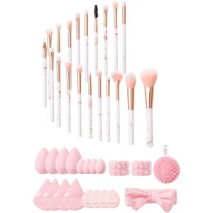 SHEONLY 40Pcs Makeup Brush & Tool Set in Pink Pink SHEONLY 40Pcs Makeup Brush & Tool Set in Pink Pink