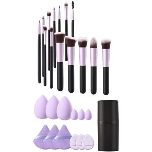 SHEONLY 14Pcs Makeup Brush & Tool Set with Storage Bucket in Purple Purple SHEONLY 14Pcs Makeup Brush & Tool Set with Storage Bucket in Purple Purple