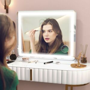 HOMCOM Vanity Mirror with Lights, 10X Magnifying, USB Charging Port, White White HOMCOM Vanity Mirror with Lights, 10X Magnifying, USB Charging Port, White White