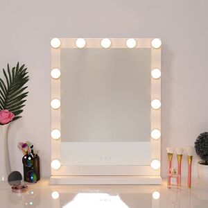The hot sale 3 Color Lighted Hollywood Vanity Makeup Mirror in White White The hot sale 3 Color Lighted Hollywood Vanity Makeup Mirror in White White