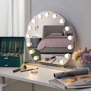 Living and Home Makeup Mirror with LED Lights and 3 Colour Modes in Silver Silver Living and Home Makeup Mirror with LED Lights and 3 Colour Modes in Silver Silver