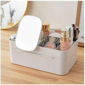 H&O Direct Plastic Makeup Storage Box with Mirror Gift Set in White White H&O Direct Plastic Makeup Storage Box with Mirror Gift Set in White White