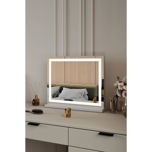 H&O Direct Rectangle Hollywood Lighted LED Makeup Mirror in White White H&O Direct Rectangle Hollywood Lighted LED Makeup Mirror in White White