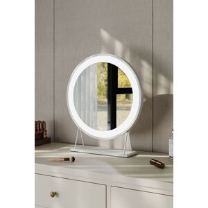 H&O Direct Circular Adjustable Makeup Mirror With LED Light in White White H&O Direct Circular Adjustable Makeup Mirror With LED Light in White White