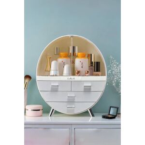 The hot sale Women's Dual-layer Round Cosmetic Organizer Makeup Storage Box with 4 Drawers Dustproof in Grey Grey The hot sale Women's Dual-layer Round Cosmetic Organizer Makeup Storage Box with 4 Drawers Dustproof in Grey Grey