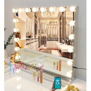 7seas Hollywood Vanity MakeUp Chrome Mirror 18 LED Lights Bluetooth USB Ports - Wall Tabletop in Silver Silver 7seas Hollywood Vanity MakeUp Chrome Mirror 18 LED Lights Bluetooth USB Ports - Wall Tabletop in Silver Silver