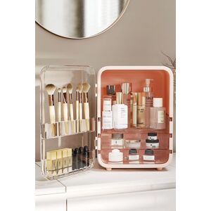Living and Home Cosmetic Organizer Skincare Display Box Makeup Storage Case with Mirror in Pink Pink Living and Home Cosmetic Organizer Skincare Display Box Makeup Storage Case with Mirror in Pink Pink