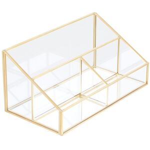 Orsina Beauty Clear Glass Makeup Organiser in Gold Gold Orsina Beauty Clear Glass Makeup Organiser in Gold Gold