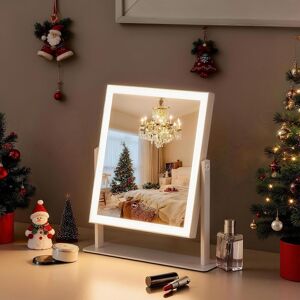 FENCHILIN Hollywood LED Light Strip Vanity Mirror for Makeup 25x30cm in White Size: 25x30 cm White 25x30 cm FENCHILIN Hollywood LED Light Strip Vanity Mirror for Makeup 25x30cm in White Size: 25x30 cm White 25x30 cm