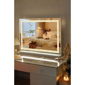 INMTFEI Hollywood Crystal Strip Vanity Mirror Makeup mirror 5X Magnification 58x46cm 3 Colour Modest in White Size: 58x46 cm White 58x46 cm INMTFEI Hollywood Crystal Strip Vanity Mirror Makeup mirror 5X Magnification 58x46cm 3 Colour Modest in White Size: 58x46 cm White 58x46 cm