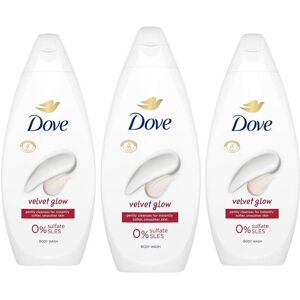 Dove Women's Velvet Glow 'Body Wash' for Softer & Smoother Skin, 3x 225ml in White White Dove Women's Velvet Glow 'Body Wash' for Softer & Smoother Skin, 3x 225ml in White White