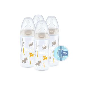 NUK First Choice + Temperature Control 300ml Bottles with Silicone Teats, 4 Pack