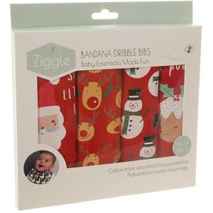 Ziggle Bandana Dribble Bibs Christmas Pack of 4 in Red Red Ziggle Bandana Dribble Bibs Christmas Pack of 4 in Red Red