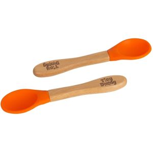 Tiny Dining 2x Bamboo Silicone Tip Spoons - Baby Toddler Soft Feeding Weaning Spoon in Orange Orange Tiny Dining 2x Bamboo Silicone Tip Spoons - Baby Toddler Soft Feeding Weaning Spoon in Orange Orange