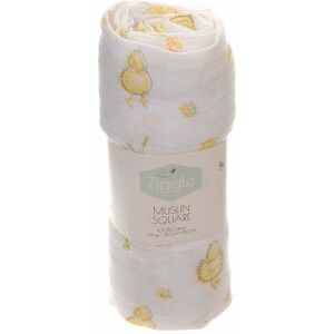 Ziggle Cotton Muslin Square - Yellow Ducks in White White Ziggle Cotton Muslin Square - Yellow Ducks in White White