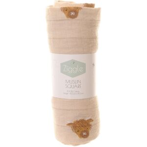 Ziggle Cotton Muslin Square - Neutral Highland Cow in Beige Beige Ziggle Cotton Muslin Square - Neutral Highland Cow in Beige Beige