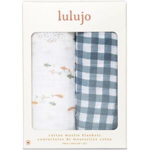 Lulujo 2-pack Cotton Swaddles - Fish / Navy Gingham Multicolor Lulujo 2-pack Cotton Swaddles - Fish / Navy Gingham Multicolor