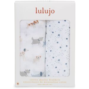Lulujo 2-pack Cotton Swaddles - Puppy Dog / Star Multicolor Lulujo 2-pack Cotton Swaddles - Puppy Dog / Star Multicolor