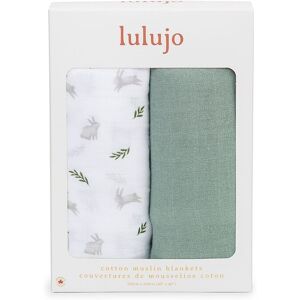 Lulujo 2-pack Cotton Swaddles - Bunny / Fern Multicolor Lulujo 2-pack Cotton Swaddles - Bunny / Fern Multicolor