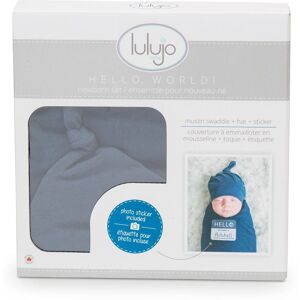 Lulujo Bamboo Hat & Swaddle Blanket Gift Set- Navy Multicolor Lulujo Bamboo Hat & Swaddle Blanket Gift Set- Navy Multicolor