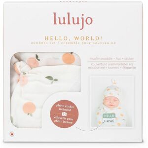 Lulujo Bamboo Hat & Swaddle Blanket Gift Set- Peaches Multicolor Lulujo Bamboo Hat & Swaddle Blanket Gift Set- Peaches Multicolor