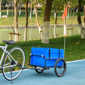 HOMCOM Bicycle Cargo Trailer with 65L Foldable Storage Box & Safe Reflectors in Blue Size: Standard Blue Standard HOMCOM Bicycle Cargo Trailer with 65L Foldable Storage Box & Safe Reflectors in Blue Size: Standard Blue Standard