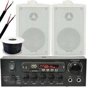 Loops Outdoor Bluetooth Speaker Kit 2x White Karaoke Stereo Amp Garden BBQ Parties