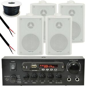 Loops Outdoor Bluetooth Speaker Kit 4x White Karaoke Stereo Amp Garden BBQ Parties