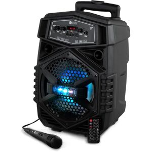 Wicked Gizmos Rechargeable Karaoke Speaker: Trolley Handle, Bluetooth, AUX, Microphone & LED Lighting