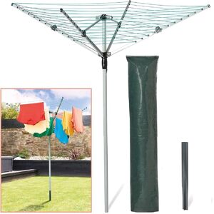 Home Treats Rotary Airer Clothes Line With 4 Arms For Drying Washing Outdoors Folding Washing Line With Free Ground Spike and Cover (45m)