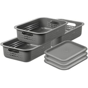 SmartStore 'Recycled Basket 10' with lids x3 in Grey Grey SmartStore 'Recycled Basket 10' with lids x3 in Grey Grey