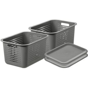 SmartStore 'Recycled Basket 20' with lids x2 in Grey Grey SmartStore 'Recycled Basket 20' with lids x2 in Grey Grey