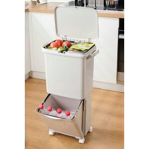 H&O Direct 2 Layer 38L Rubbish Dustbin Pedal Recycling Bin with Detachable Basket, Roller in White White H&O Direct 2 Layer 38L Rubbish Dustbin Pedal Recycling Bin with Detachable Basket, Roller in White White