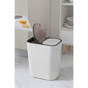H&O Direct 15L Dustbin Double Recycling Bin Trash Can 2 Compartment Rubbish Bin in White White H&O Direct 15L Dustbin Double Recycling Bin Trash Can 2 Compartment Rubbish Bin in White White