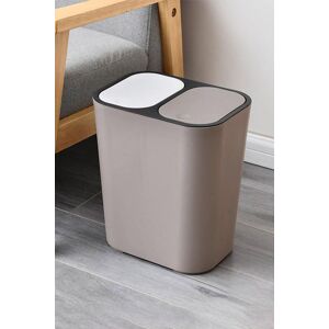 H&O Direct 2 Section Dry Wet Separation Rubbish Bin Trash Can Waste Bin in Grey Grey H&O Direct 2 Section Dry Wet Separation Rubbish Bin Trash Can Waste Bin in Grey Grey